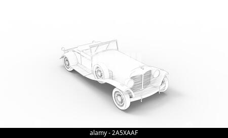Illustration croquis d'un roadster vintage voiture isolé en fond blanc Banque D'Images