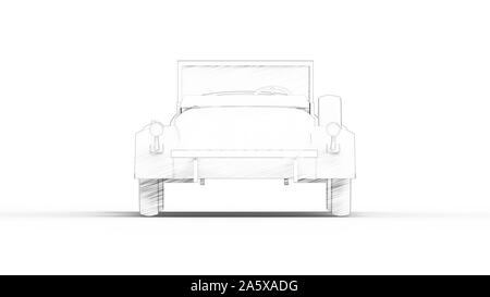 Illustration croquis d'un roadster vintage voiture isolé en fond blanc Banque D'Images