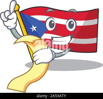 Avec le menu d'un drapeau Porto rico sur un dessin animé Illustration de Vecteur
