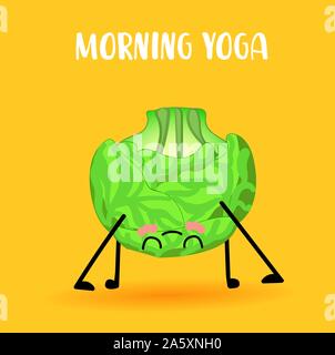 Caractère de laitue. Faire du sport. Devenir végétalien. Le végétarisme et sports.. Illustration de Vecteur