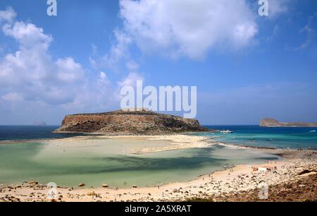 Baie de Balos avec lagon de Gramvousa, ouest de la Crète, Crète, Grèce Banque D'Images