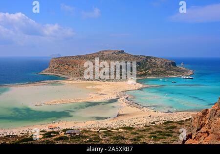 Baie de Balos avec lagon de Gramvousa, ouest de la Crète, Crète, Grèce Banque D'Images