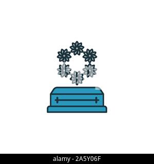 Funérailles icon set. Quatre éléments dans diférents styles à partir d'icônes de l'assurance collection. Funérailles créatif rempli d'icônes de couleur, contours, symboles et télévision Illustration de Vecteur