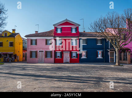 Italie, Vénétie, Venise, Burano, l'île de la lagune Vue de la petite et pittoresque village de Burano Banque D'Images