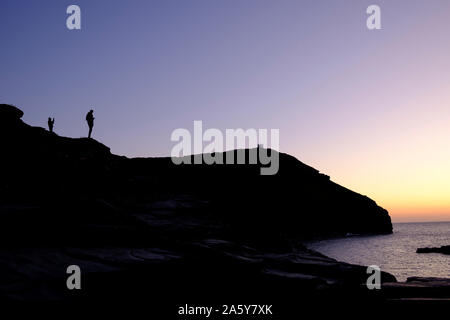 Le port de Boscastle Plymouth Angleterre Cornwall au crépuscule Banque D'Images