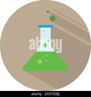 Icône d'un tube à essai dans le style plat. Vector illustration. La chimie de l'école et concept. Illustration de Vecteur