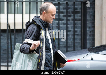 Londres, Royaume-Uni. 23 octobre, 2019. Dominic Cummings, conseiller en chef à Boris Johnson, feuilles 11 Downing Street pour accompagner le premier ministre à sa deuxième session de questions au premier ministre à la Chambre des communes sur le matin après que le Parlement a rejeté leur calendrier pour accélérer la ratification de la loi Brexit. Credit : Mark Kerrison/Alamy Live News Banque D'Images