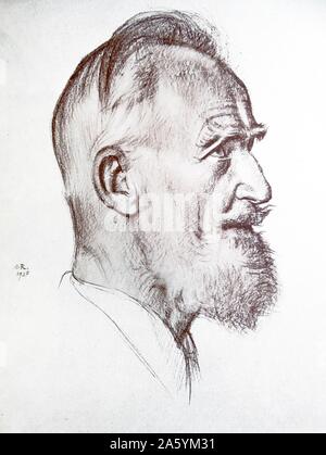 Portrait de George Bernard Shaw par Sir William Rothenstein. Rothenstein (1872-1945) était un peintre, graveur et dessinateur. Banque D'Images