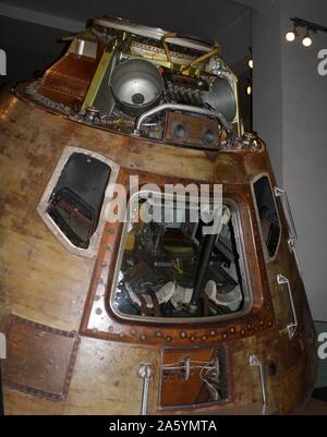 Module de commande Apollo 10. Circa 1969. La capsule dans laquelle les astronautes Tom Stafford, John Young et Gene Cernan a voyagé autour de la lune en 1969. Apollo 10 est un essai pour l'alunissage qui l'a suivie. Banque D'Images