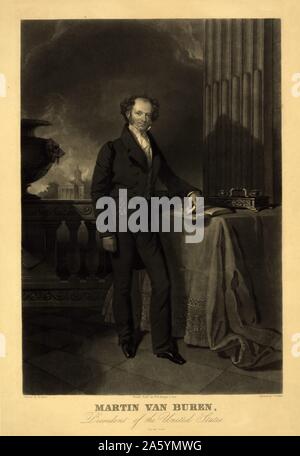 Martin Van Buren, Président des États-Unis par le graveur John Sartain 1808-1897 et de l'artiste Henry Inman. Circa 1839-1841. Gravure à l'impression. Banque D'Images