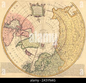 Nouveau & carte précise du Pôle Nord 1747. Un nouveau & carte précise de le pôle Nord, avec tous les pays découvert jusqu'à présent situé à proximité ou à côté d'elle ainsi que d'autres plus éloignées. Emanuel Bowen. Banque D'Images