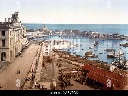 Le port et de l'amirauté, Alger, Algérie 1899. Banque D'Images