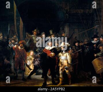 Rembrandt Harmenszoon van Rijn's painting intitulée 'La nuit'. Rembrandt (1606-1669) peintre et graveur néerlandais de l'âge d'or hollandais et baroque. Datée 1642 Banque D'Images