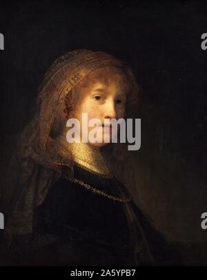 Rembrandt Harmenszoon van Rijn's painting intitulé 'Saskia van Uylenburgh'. Rembrandt (1606-1669) peintre et graveur néerlandais de l'âge d'or hollandais et baroque. En date du 17e siècle Banque D'Images