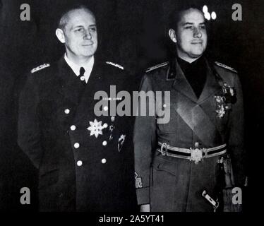 Le ministre allemand des affaires étrangères, von Ribbentrop rencontre le ministre italien des affaires étrangères Ciano en 1938. Banque D'Images