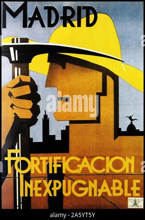 Affiche de propagande républicaine Madrid. La fortification imprenable. pendant la guerre civile espagnole. Banque D'Images