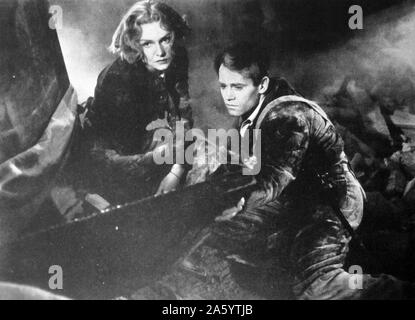 Photo du film de "blocus" un film américain de 1938 réalisé par William Dieterle, avec Madeleine Carroll et Henry Fonda. L'histoire se déroule pendant la guerre civile espagnole, comme l'agriculteur prend les armes pour lutter pour le côté républicain. Banque D'Images