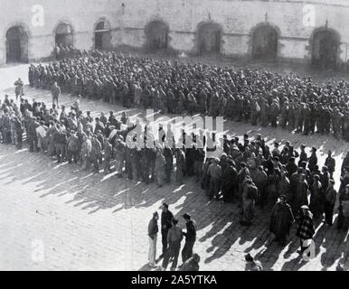 Prisonniers de guerre détenus républicains à la forteresse Castillo de Montjuic à Barcelone à la fin de la guerre civile espagnole Banque D'Images