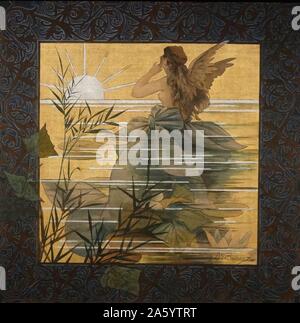 Alexandre de Riquer (1856 - 1920) l'artiste espagnol : Composition avec nymphe ailée au lever du soleil, 1887. Tempera sur toile Banque D'Images