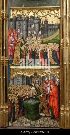 Retable de Sainte Ursule et les onze mille vierges par Joan Reixach (1411-1486) peintre espagnol et miniaturiste. En date du 15e siècle Banque D'Images