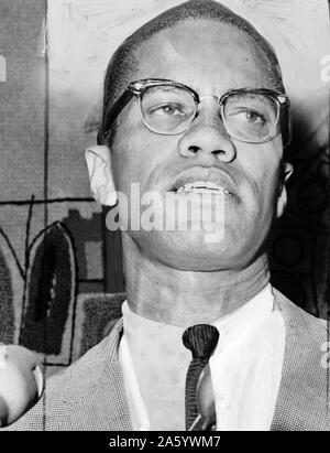 Malcolm X (1925 - 1965), né Malcolm Little. Ministre américain musulman et militant des droits de l'homme. Banque D'Images