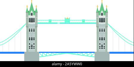 Tower Bridge, Londres, Royaume-Uni. Isolé sur fond blanc vector illustration. Illustration de Vecteur