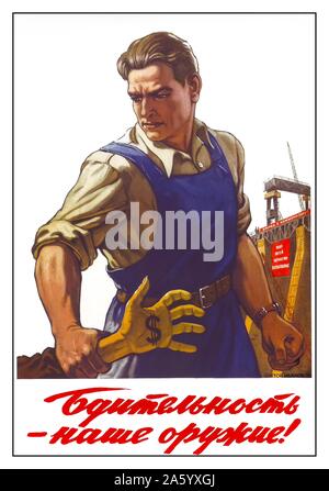 Travaux publics russe soviétique affiche de propagande c1930 Banque D'Images