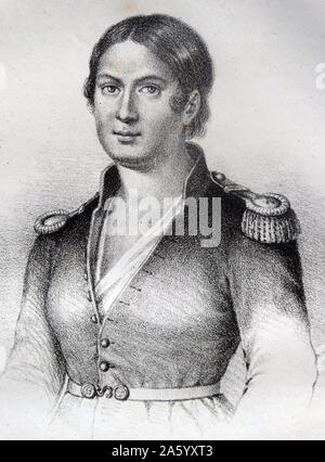 Portrait d'Agustina de Aragon (1786-1857) Héroïne espagnole qui a défendu l'Espagne pendant la guerre d'Indépendance Espagnole, d'abord comme un civil et plus tard comme officier de carrière dans l'armée espagnole. Datée 1814 Banque D'Images