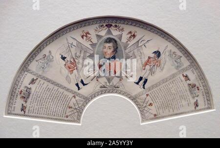 Crépi et gravure, partiellement imprimée en couleurs-feuille avec un portrait du duc de Wellington par Robert Home (1752-1834) peintre britannique portrait à l'huile. Datée 1813 Banque D'Images