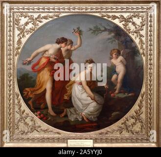 La peinture intitulée "Le désarmement de Cupid' par Angelica Kauffmann (1741-1807) peintre néo-classique autrichien. Datée 1800 Banque D'Images