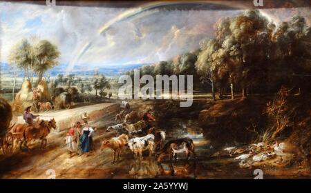 La peinture intitulée 'L'Arc-en-ciel Paysage' de Peter Paul Rubens (1577-1640), peintre baroque flamand. En date du 17e siècle Banque D'Images