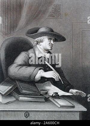 Thomas Morell (1703 - 1784) English librettiste, disciple classique par William Hogarth (1697 - 1764). Anglais, peintre, graveur, image satirique. Sancho Panza est un personnage clé dans le roman espagnol 'Don Quichotte' de Cervantès Banque D'Images