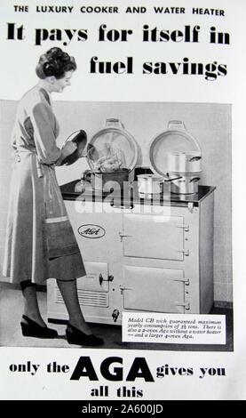 Annonce pour une cuisinière AGA 1950. En date du 20e siècle Banque D'Images