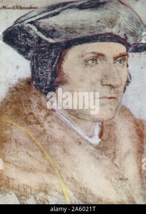 Sir Thomas More par Hans Holbein le Jeune ; 1526-27. Sir Thomas More (1478 -1535), était un avocat anglais, philosophe social, auteur, homme d'État et noté. humaniste de la Renaissance Il a été également conseiller à Henry VIII. Banque D'Images