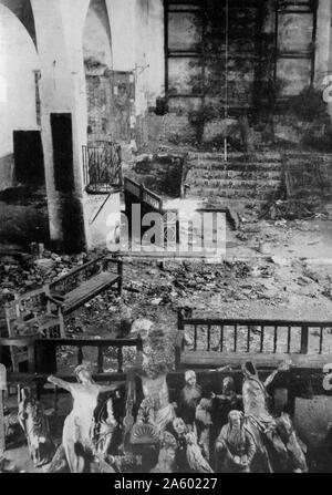 Pillés et saccagés church à Madrid, en Espagne, pendant la guerre civile espagnole. Banque D'Images