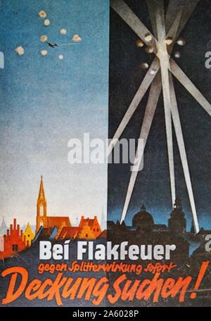 L'affiche de propagande montrant l'Allemagne sous les bombes. Les Britanniques espèrent que le bombardement aveugle compromettrait les espoirs de la population allemande. Banque D'Images