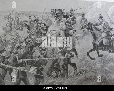 Tableau représentant la victoire sur les Prussiens de Hanovre lors de la bataille de Langensalza. En date du 19e siècle Banque D'Images