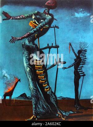 Girafe en feu 1935, par Salvador Dali (1904-1989), artiste surréaliste espagnol Banque D'Images