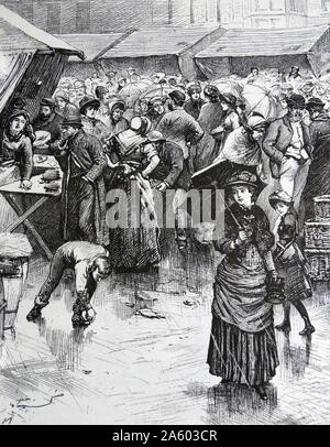 Gravure représentant une scène de la Place du marché, Nottingham au cours du 19e siècle Banque D'Images
