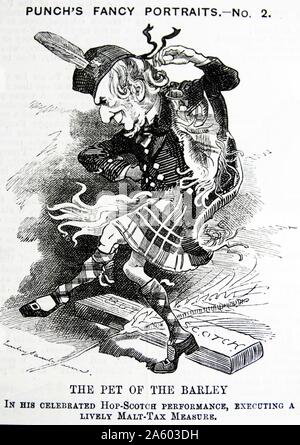 La satire politique représentant William Ewart Gladstone (1809-1898) Ancien Premier Ministre de la Grande-Bretagne. Par Sir John Tenniel (1820-1914), un illustrateur anglais, graphique, humoriste et caricaturiste politique. En date du 19e siècle Banque D'Images