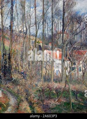 La peinture intitulée "La Côte des Bœufs à l'Hermitage' de Camille Pissarro (1830-1903) un peintre néo-impressionniste impressionniste et franco-danoise. En date du 19e siècle Banque D'Images