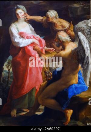 La peinture intitulée "Le temps de la vieillesse des ordres pour détruire Beauty' par Pompeo Girolamo Batoni (1708-1787) un peintre italien. En date du 18e siècle" Banque D'Images