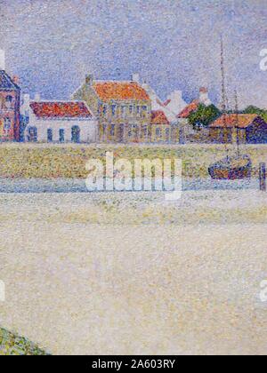 La peinture intitulée 'Le canal de Gravelines, Grand Fort-Philippe' par Georges-Pierre Seurat (1859-1891) un peintre post-impressionniste français et rapporteur pour avis. En date du 19e siècle Banque D'Images