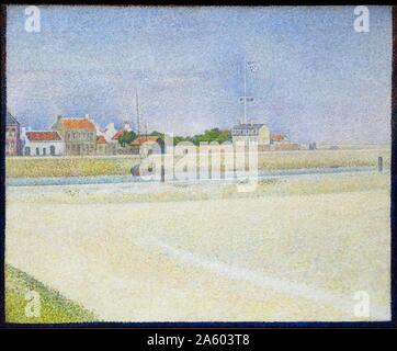 La peinture intitulée 'Le canal de Gravelines, Grand Fort-Philippe' par Georges-Pierre Seurat (1859-1891) un peintre post-impressionniste français et rapporteur pour avis. En date du 19e siècle Banque D'Images