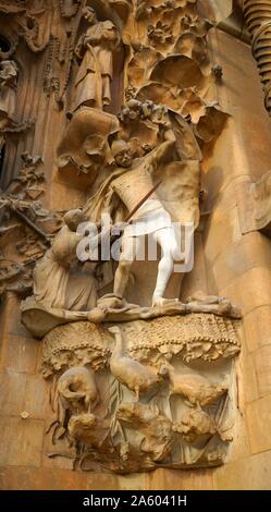 Détails de l'extérieur de la Temple Expiatori Basílica je de la Sagrada Família, une église catholique romaine de Barcelone, conçu par l'architecte espagnol Antoni Gaudí (1852-1926). En date du 21e siècle Banque D'Images