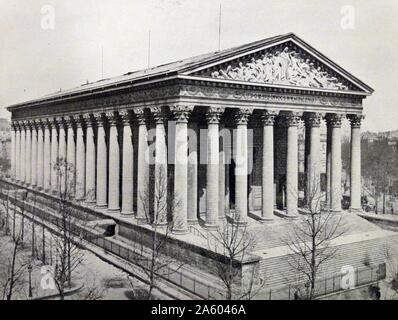 Impression photographique de la Madeleine, une église catholique romaine qui occupe une position dominante dans le 8ème arrondissement de Paris. En date du 19e siècle Banque D'Images