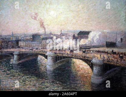 Le Pont Boieldieu a Rouen, Soleil couchant, 1896, de Camille Pissarro (1830-1903), huile sur toile. Banque D'Images