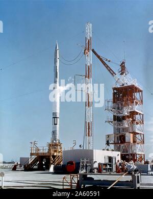 American Vanguard TV-2 véhicule de lancement, censé mettre en orbite le premier satellite artificiel. Base aérienne de Cap Canaveral, Floride, 23 Octobre 1957 Banque D'Images