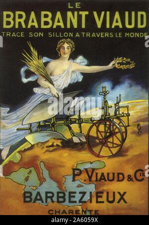 La publicité pour la charrue Brabant français conçu par Viaud & Cie à Barbezieux, Charente. Vers 1925 Banque D'Images
