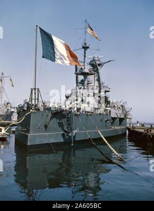 Le cuirassé français 'Lorraine', membre de la classe Bretagne, après la Seconde Guerre mondiale. 1945 Banque D'Images